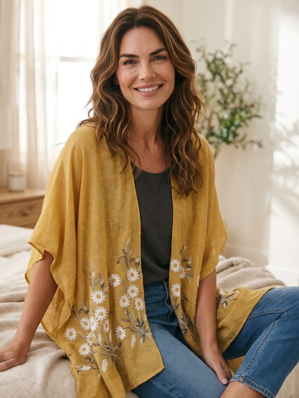 Spring Daisy Woven Kimono By Leto Collection